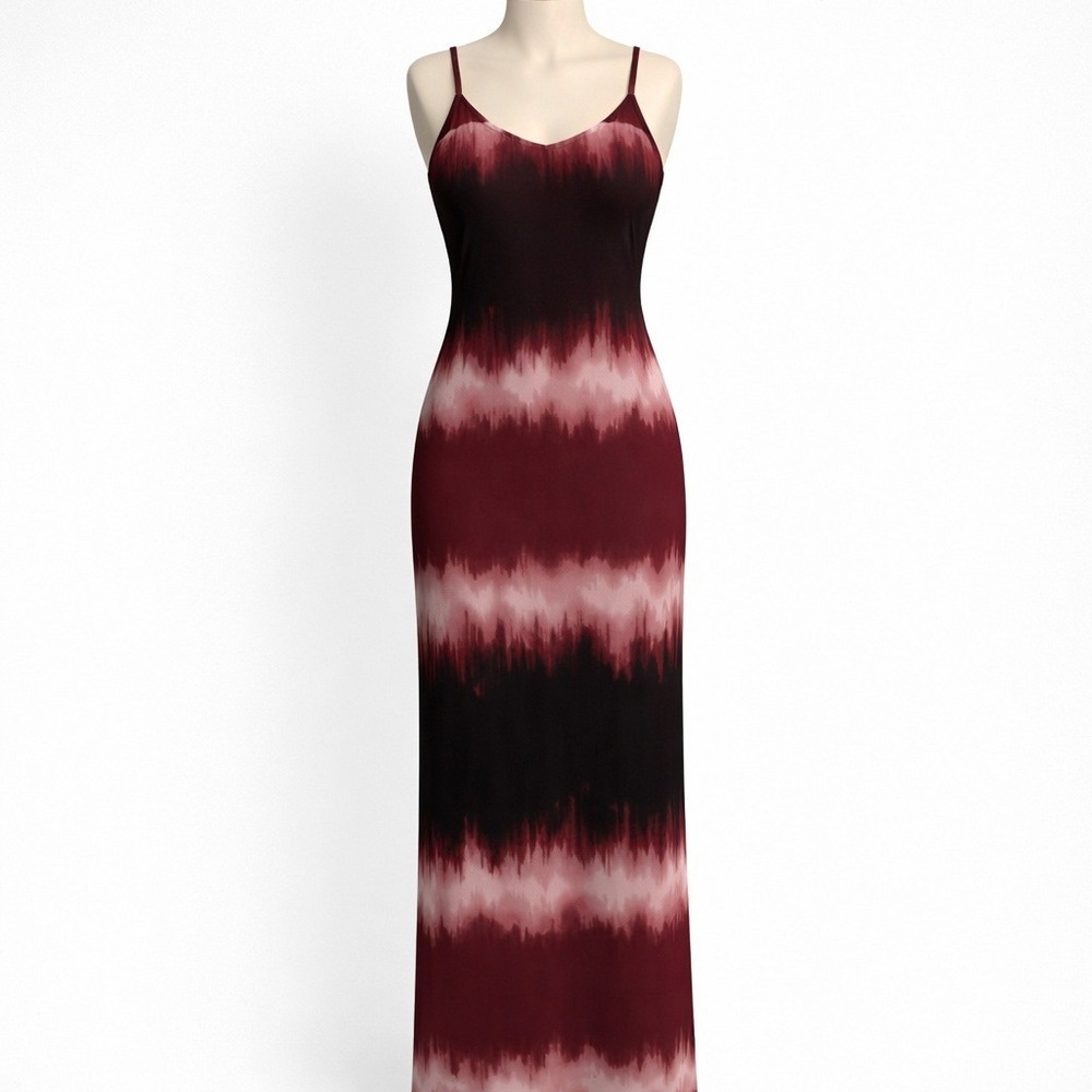 Y2K‎ Fairy Grunge Maxi Dress Mesh Tie Dye Red Ombre M Bodycon Festival Indie